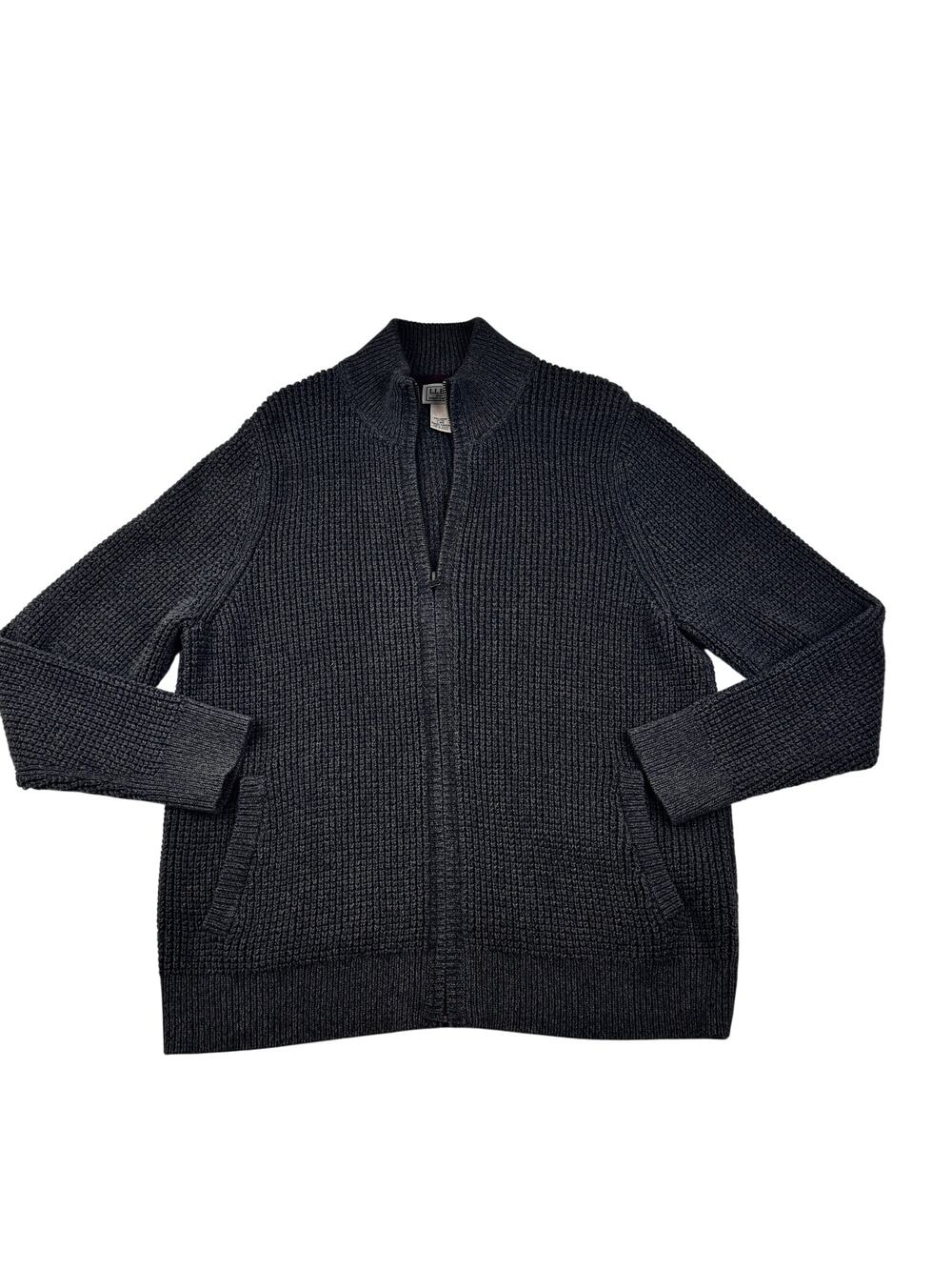 L.L. Bean Vintage Marled Knit Organic Cotton Full Zipper Cardigan Men's Size L